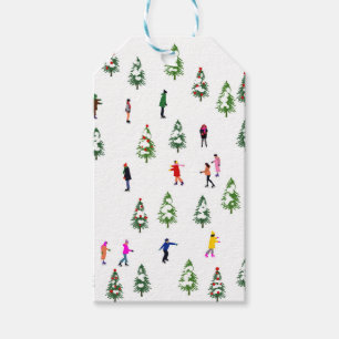 Étiquettes-cadeau Patineurs sur glace Pine │ patinage sur glace Noël