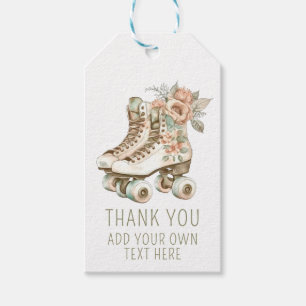 Étiquettes-cadeau Patins à rouleaux vintage Floral Retro Design élég