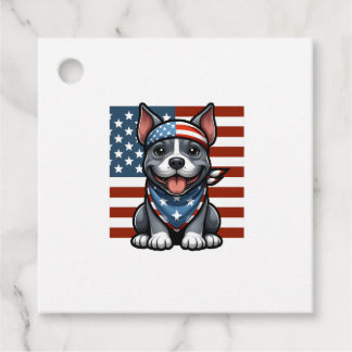 Étiquettes Cadeau Patriotic Pitbull American Flag 4th of July BBQ