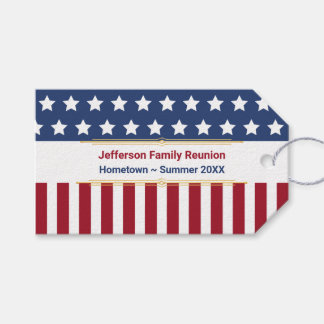Étiquettes-cadeau Patriotic Red White Blue Nom de famille Année Évén