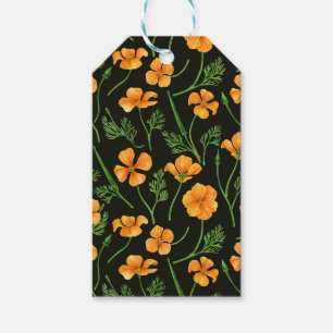 Étiquettes-cadeau Pavot de Californie, fleurs d'été, orange wil