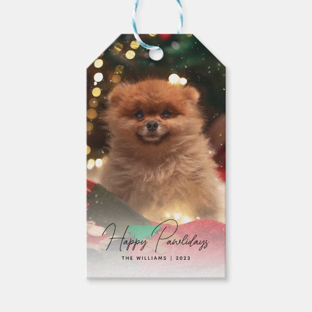 Étiquettes-cadeau Pawlidays Chien Pet photo moderne (Devant)