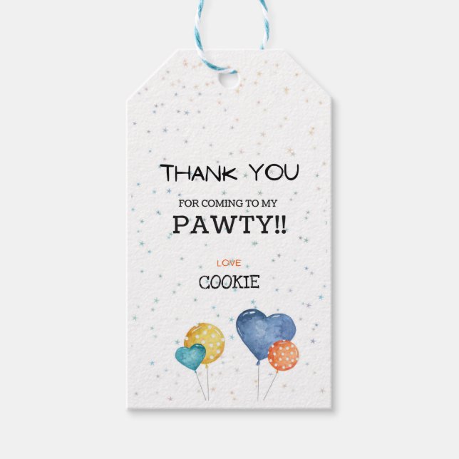 Étiquettes-cadeau Pawty Golden Retriever Chien Anniversaire Merci (Devant)