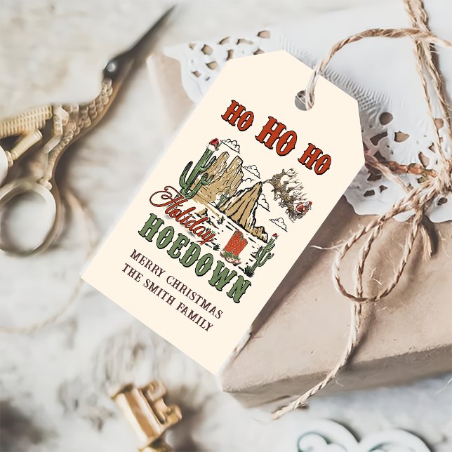 Étiquettes-cadeau Pays Western Cowboy Père Noël Noël (Créateur téléchargé)