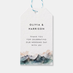Étiquettes-cadeau Paysage d'aquarelle moderne Mariage de montagne