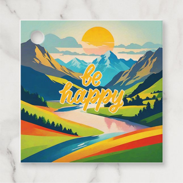 Étiquettes Cadeau Paysage de la montagne Retro (Devant)