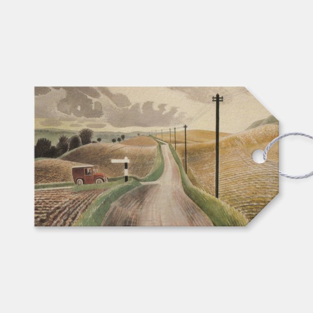Étiquettes-cadeau Paysage du Wiltshire (par Eric Ravilious) (Devant (Horizontal))