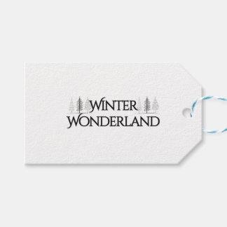 Étiquettes-cadeau Paysage hivernal – Texte élégant et pins