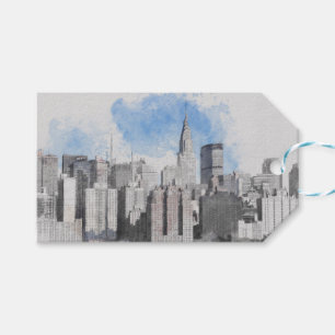 Étiquettes-cadeau Paysage urbain de Manhattan à New York City