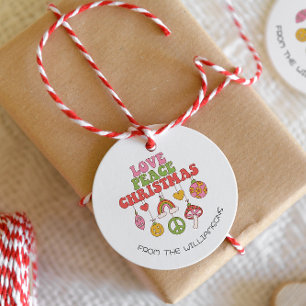 Étiquettes Cadeau Peace Love Christmas Balise cadeau de vacances s