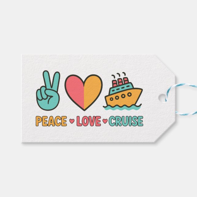 Étiquettes-cadeau Peace Love Cruise Vacances (Devant (Horizontal))