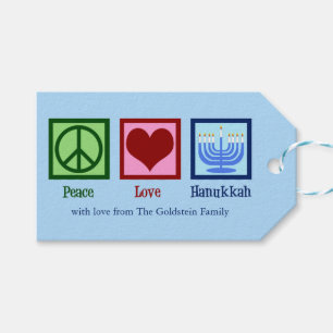 Étiquettes-cadeau Peace Love Hanoukka Cute Custom Party