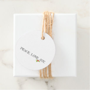 Étiquettes Cadeau Peace Love Joy Mistletoe Holly Noël Holiday