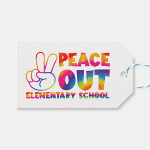 Étiquettes-cadeau Peace Out Élémentaire École Tie Dye Dernier jour