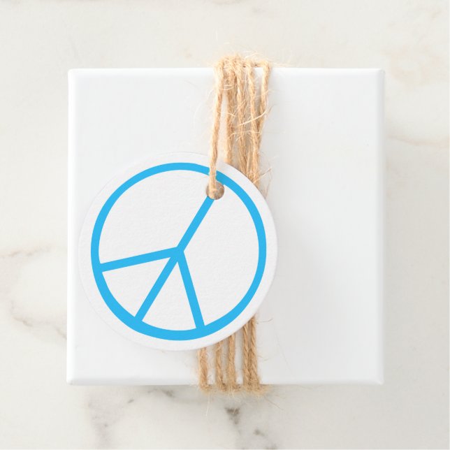 Étiquettes Cadeau Peace Sign Blue Groovy Retro Fun (En situation)