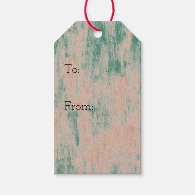 Étiquettes-cadeau Peach Green Abstrait Snowflakes Noël (Devant)