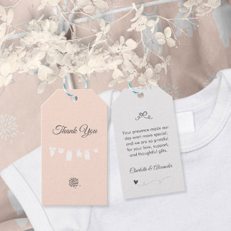 Étiquettes-cadeau Peach Minimaliste Baby Girl Douche