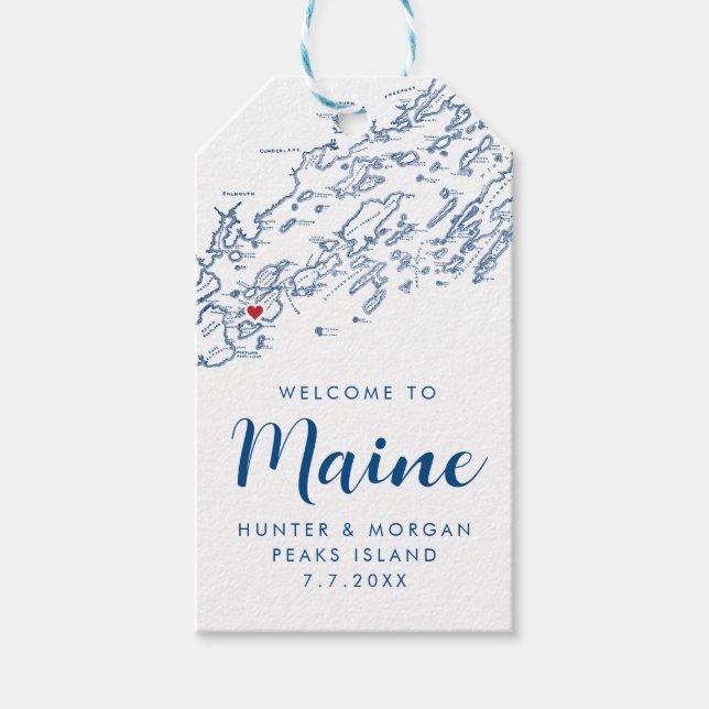 Étiquettes-cadeau Peaks Island Maine Élégant Mariage moderne moderne (Devant)
