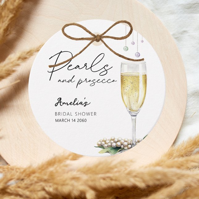 Étiquettes Cadeau Pearls Et Prosecco Élégante Fête des mariées Verdo (Créateur téléchargé)