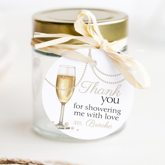 Étiquettes Cadeau Pearls Prosecco élégante Fête des mariées merci (Créateur téléchargé)