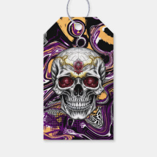 Étiquettes-cadeau Peau de sucre pourpre et noir Halloween Party