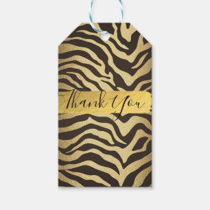 Étiquettes-cadeau Peau de Zèbre Imprimé Animal Or Cadeau