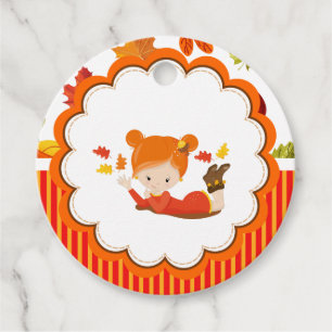 Étiquettes Cadeau Peint À La Main Automne Adorable Fille Favor Tags