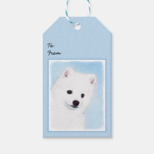 Étiquettes-cadeau Peinture américaine de chien Eskimo - Art origina