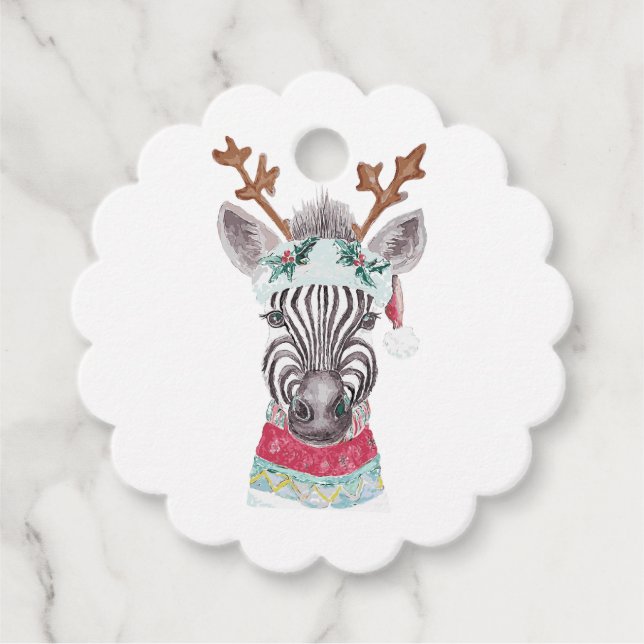 Étiquettes Cadeau Peinture d'aquarelle de Noël moderne (Devant)