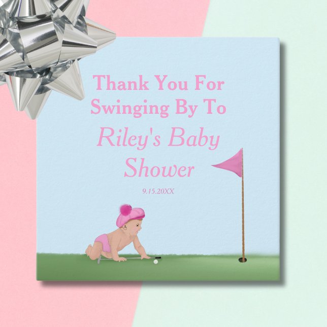 Étiquettes Cadeau Peinture De Golf Baby Girl Sweet Caddy Merci (Créateur téléchargé)