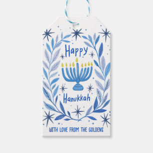 Étiquettes-cadeau Peinture de Menorah de vacances de Hanukkah fantai