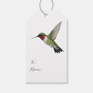 Étiquettes-cadeau Peinture d'oiseau Colibri à gorge rubis