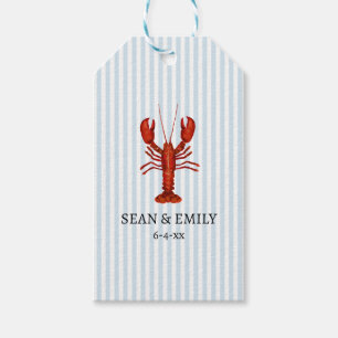 Étiquettes-cadeau Peinture personnalisée de homard rayure nautique d