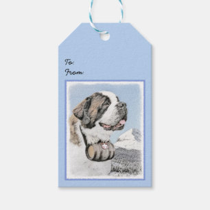 Étiquettes-cadeau Peinture Saint Bernard - Cute Original Chien Art