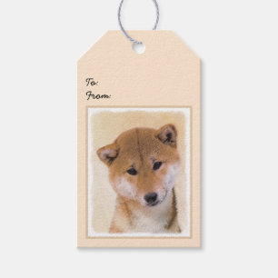 Étiquettes-cadeau Peinture Shiba Inu (Rouge) - Art Chien original