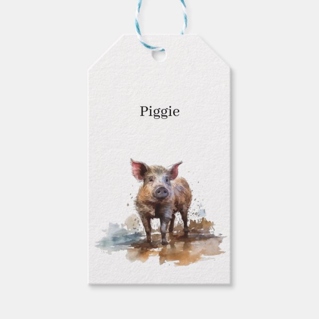 Étiquettes-cadeau Penny la petite cochonne joueuse, sur mesure (Devant)
