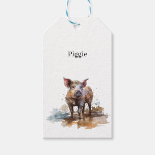 Étiquettes-cadeau Penny le porcelet joueur, sur mesure
