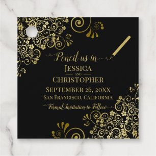 Étiquettes Cadeau Pensez-nous en mariage Enregistrer la date Or & No