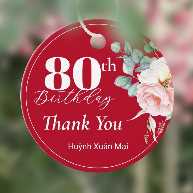 Étiquettes Cadeau Peony sur Red Birday (FRONT)