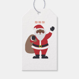 Étiquettes-cadeau Père Noël afro-américaine