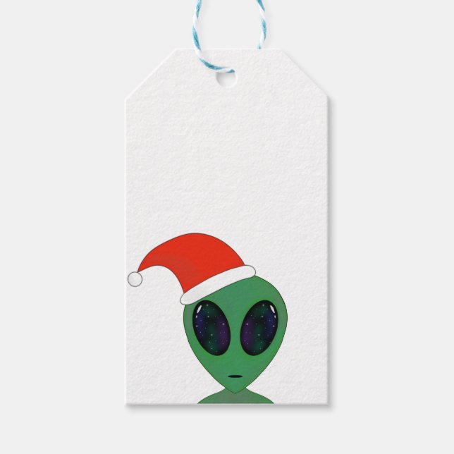 Étiquettes-cadeau Père Noël alien (Devant)