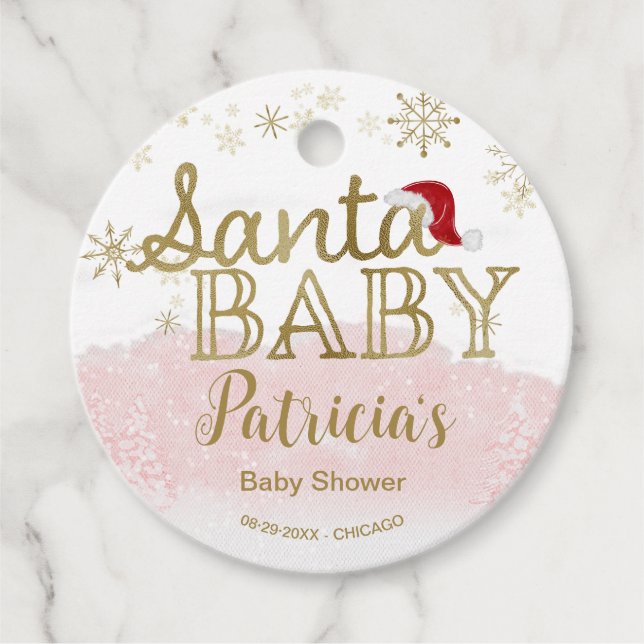Étiquettes Cadeau Père Noël Baby Christmas Girl Baby shower (Devant)