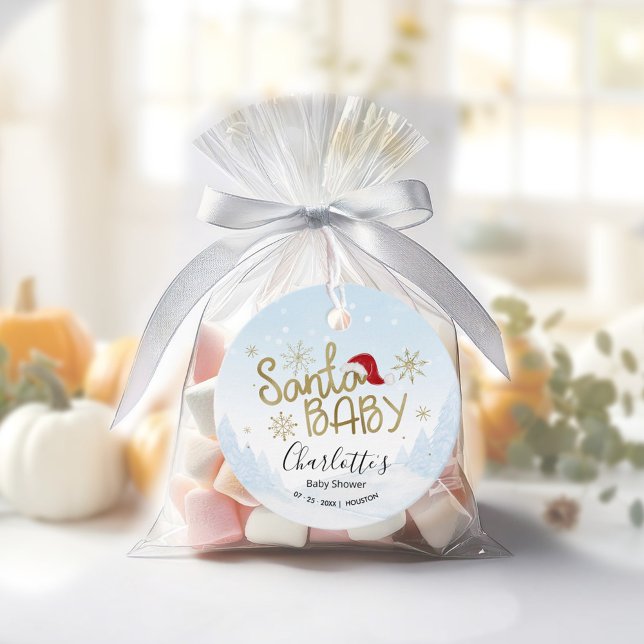 Étiquettes Cadeau Père Noël Baby Christmas Winter Baby shower Favori (Créateur téléchargé)
