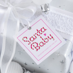 Étiquettes Cadeau Père Noël Baby Pink Holiday Baby shower Favoriser