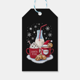 Étiquettes-cadeau Père Noël Christmas Milk and Cookies Latte Family