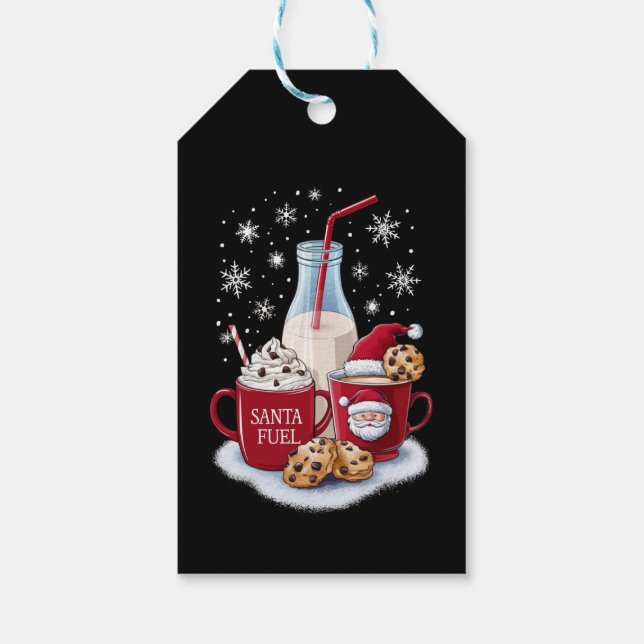 Étiquettes-cadeau Père Noël Christmas Milk and Cookies Latte Family  (Dos)