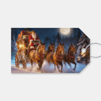 Étiquettes-cadeau Père Noël Country Western étape coche
