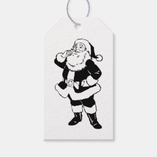 Étiquettes-cadeau Père Noël de Noël noir et blanc