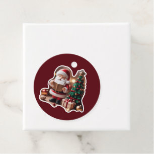 Étiquettes Cadeau Père Noël en 3D