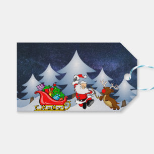Étiquettes-cadeau Père Noël en route